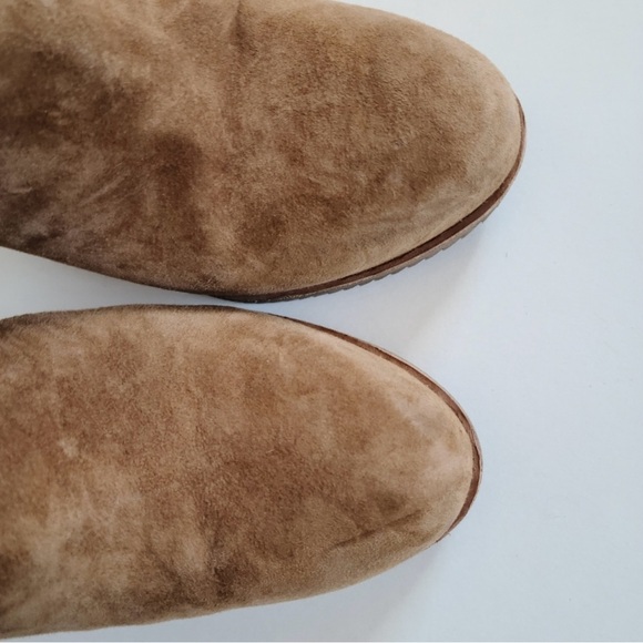 UGG Mondri Shearling Chestnut Wedge Leather Boots - Picture 6 of 7